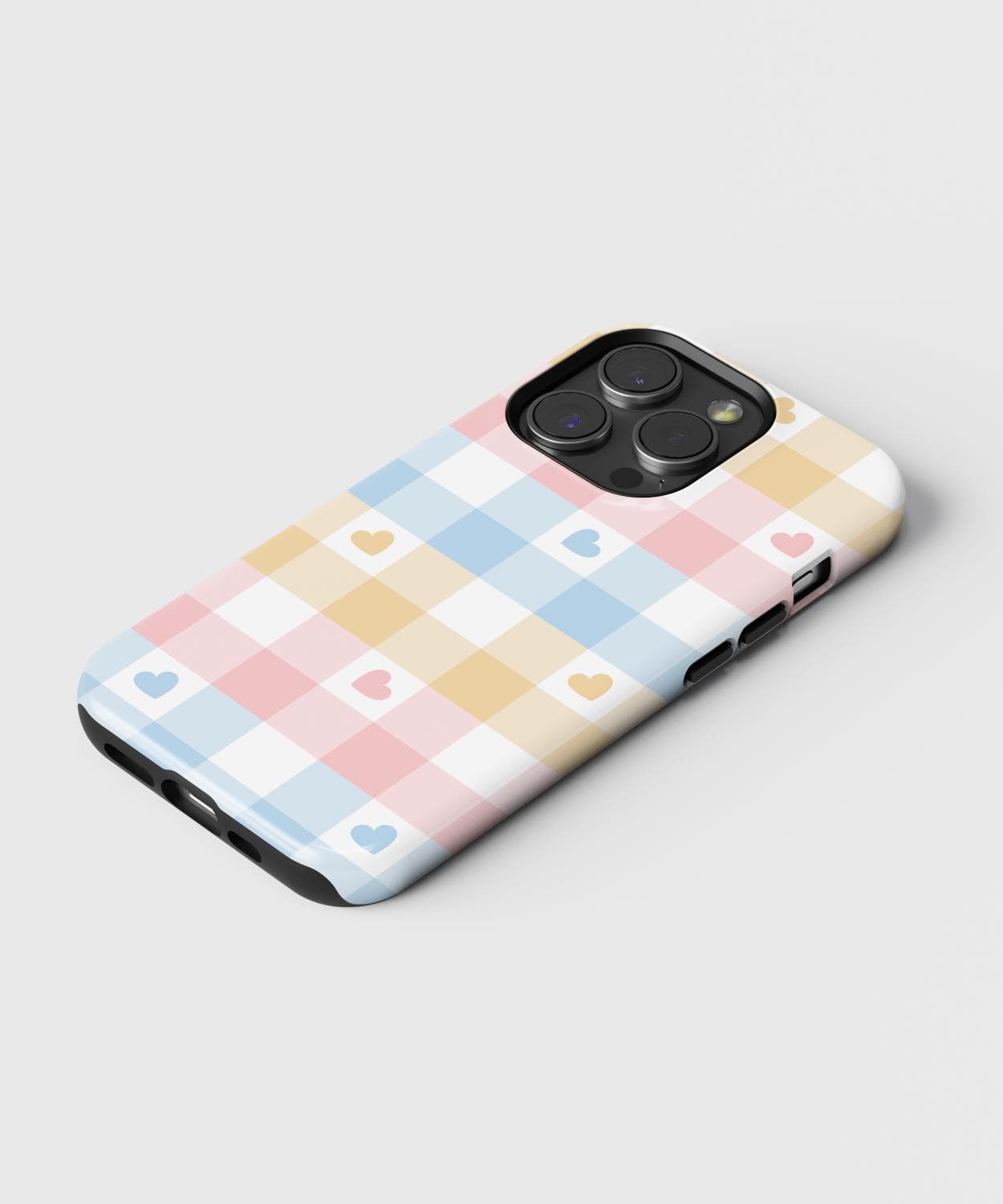 Pastel Gingham Hearts iPhone Case