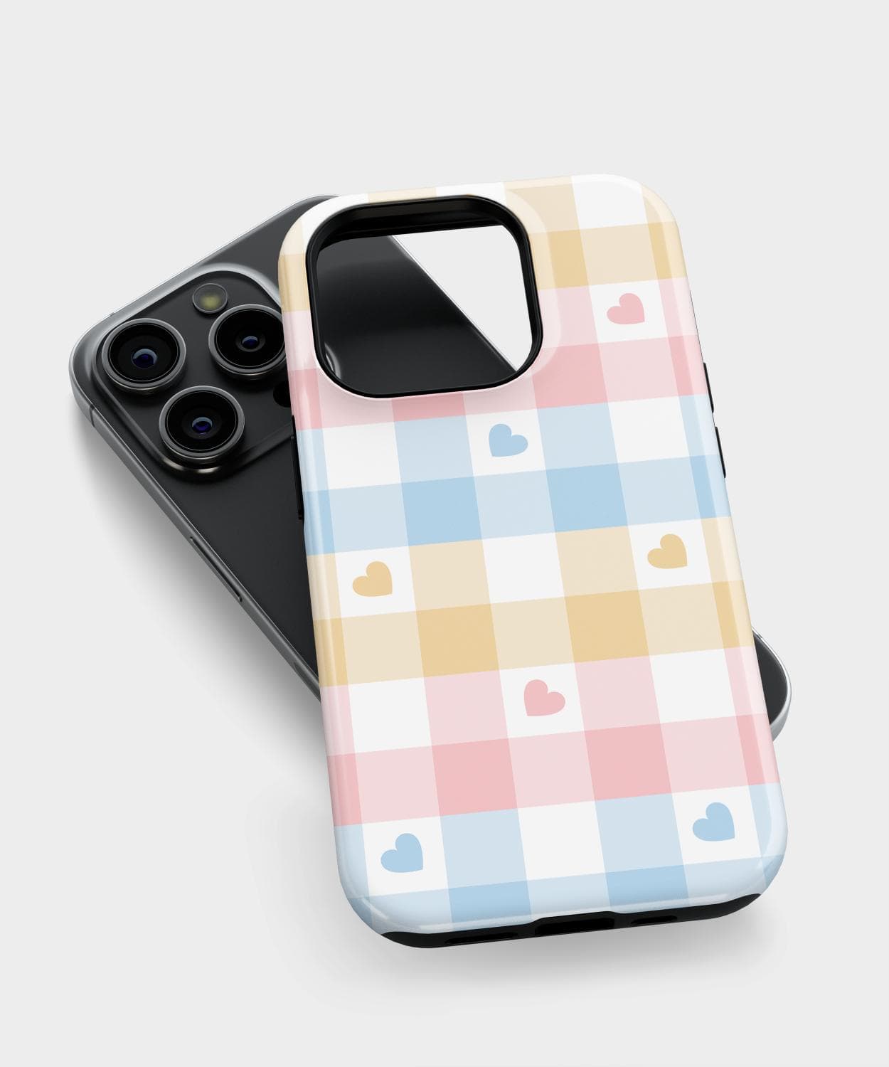 Pastel Gingham Hearts iPhone Case