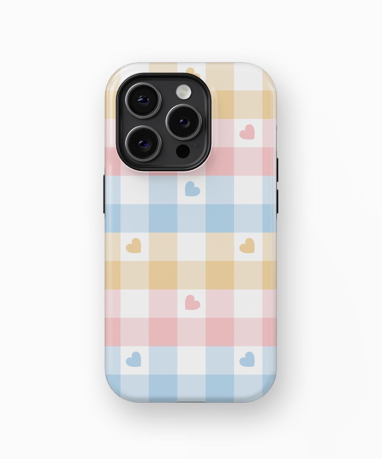 Pastel Gingham Hearts iPhone Case